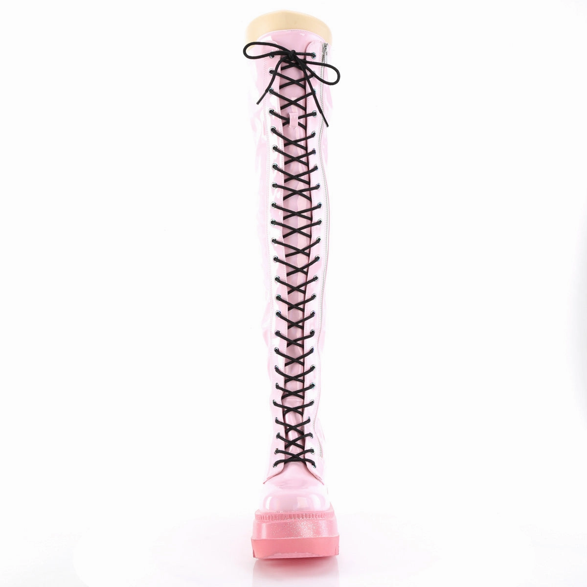 SHAKER-374-1  Baby Pink Hologram Stretch Patent