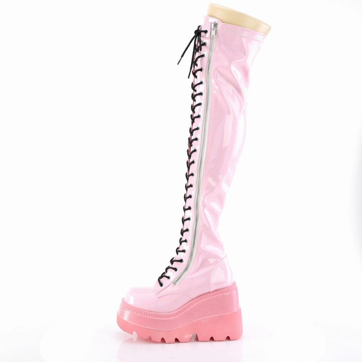 SHAKER-374-1  Baby Pink Hologram Stretch Patent