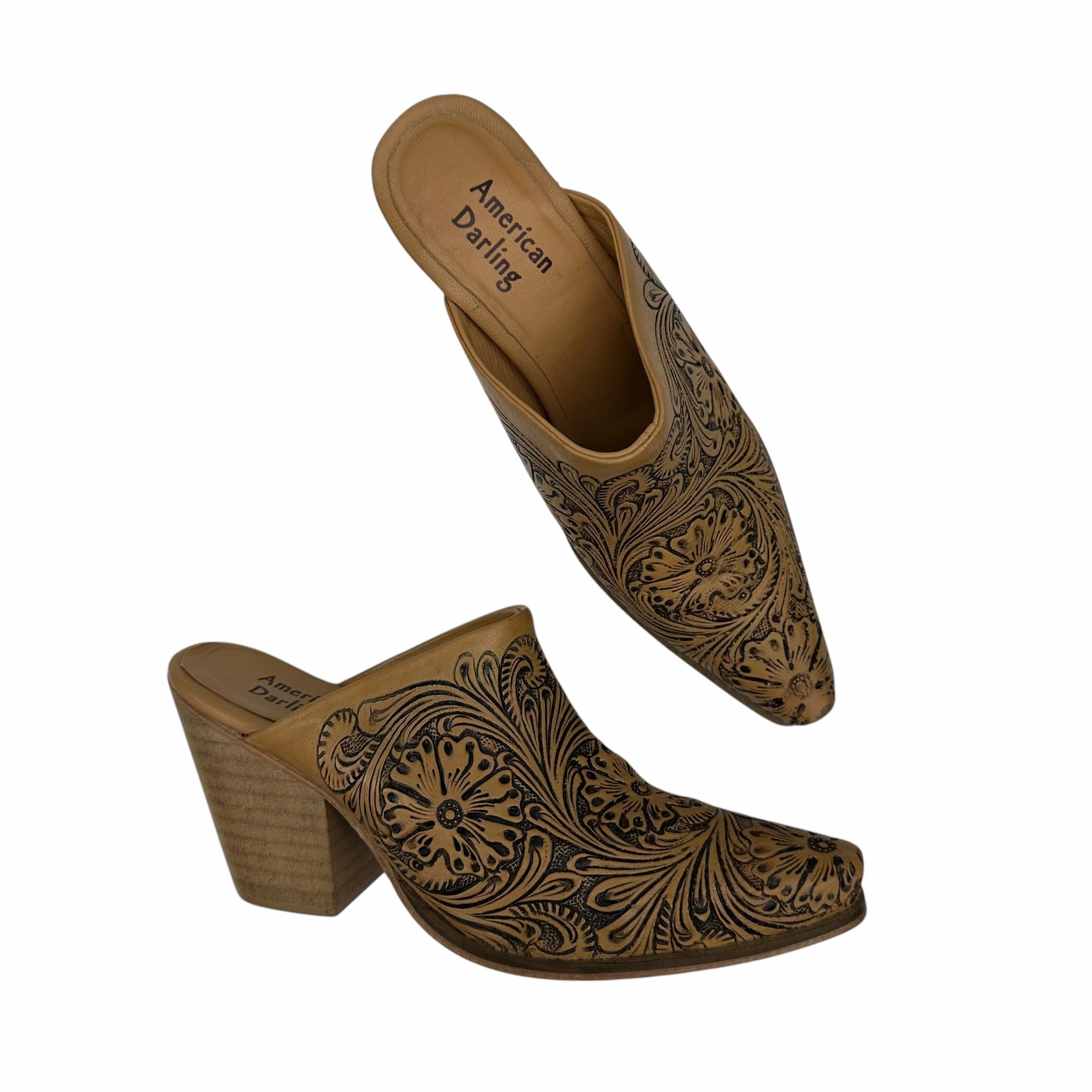 SHOES HEELS BLOCK by  CMA In TAN, Size: 9