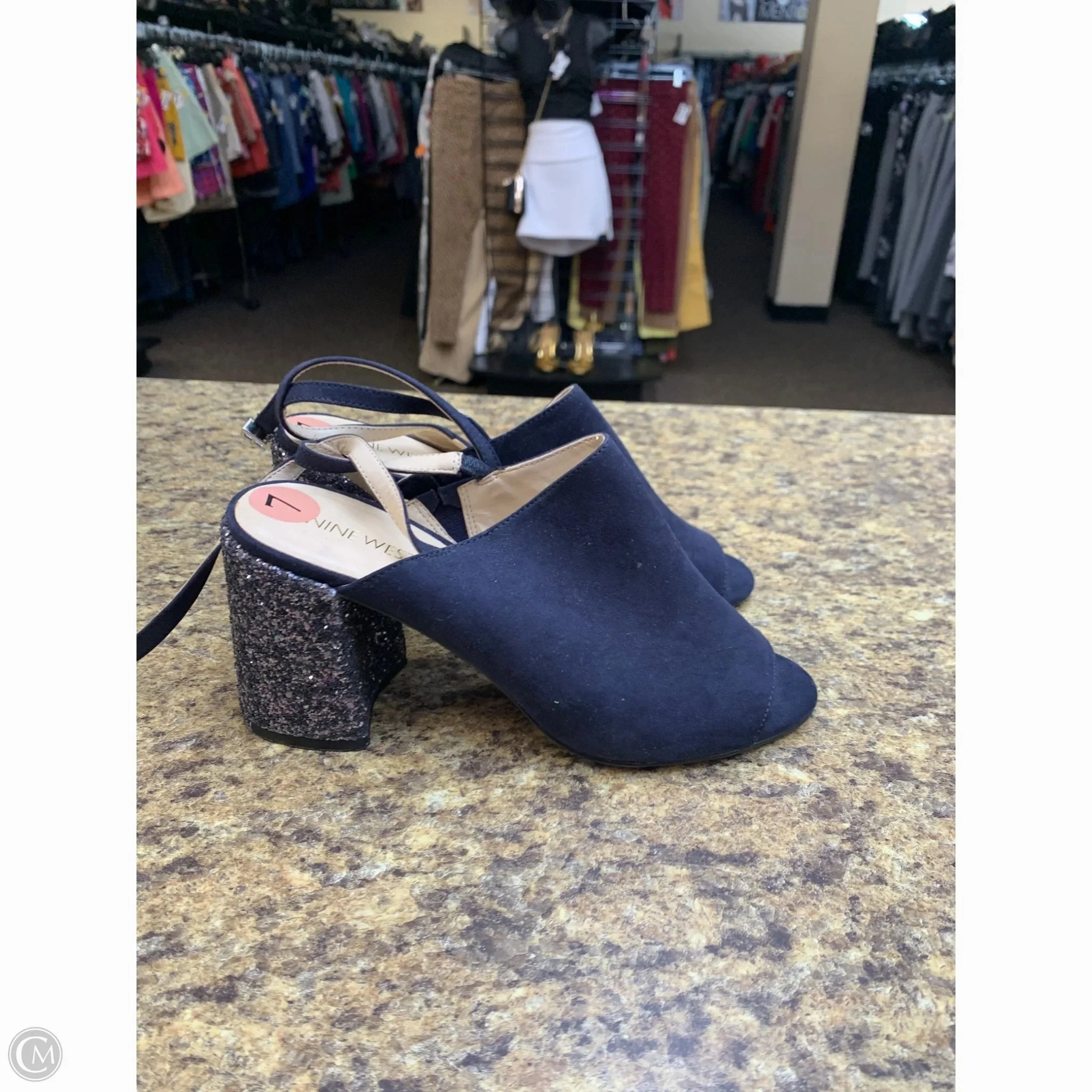 Shoes Heels Block By Nine West In Navy, Size: 7
