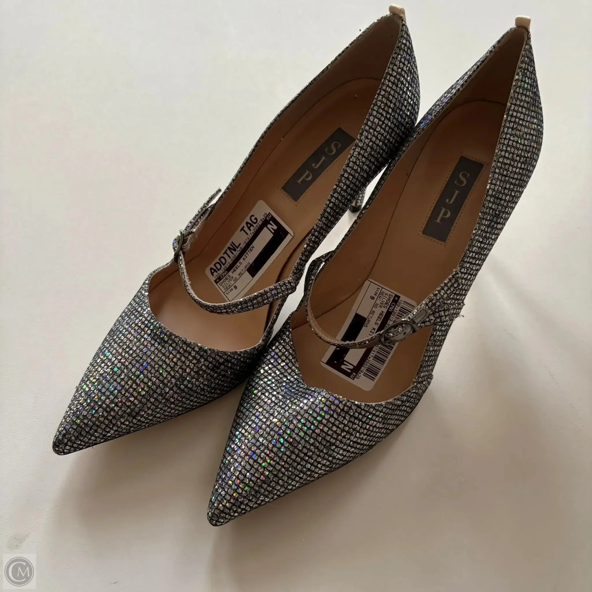 Shoes Heels Kitten By Cma In Silver, Size: 9