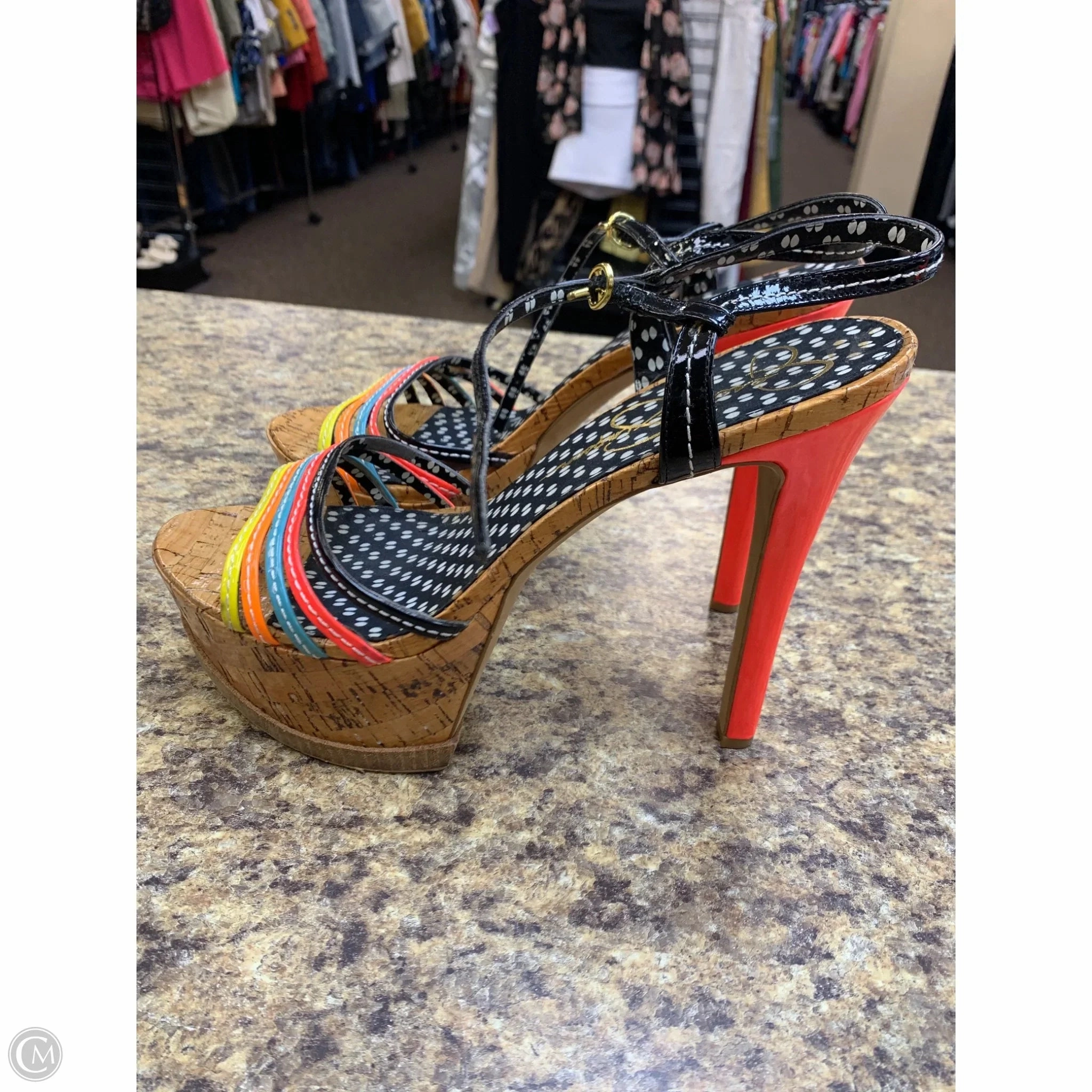 Shoes Heels Stiletto By Jessica Simpson In Rainbow Print, Size: 11