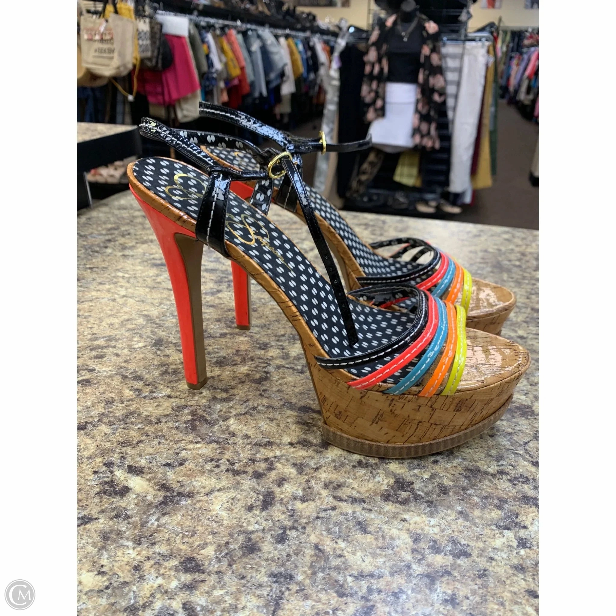 Shoes Heels Stiletto By Jessica Simpson In Rainbow Print, Size: 11