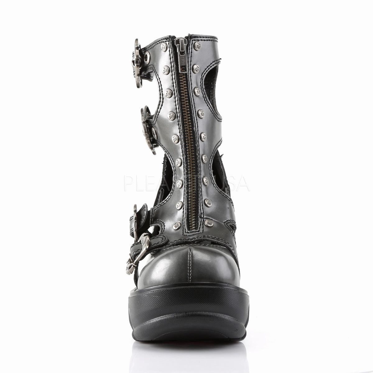 SINISTER-61  Dark Gray-Black Vegan Leather