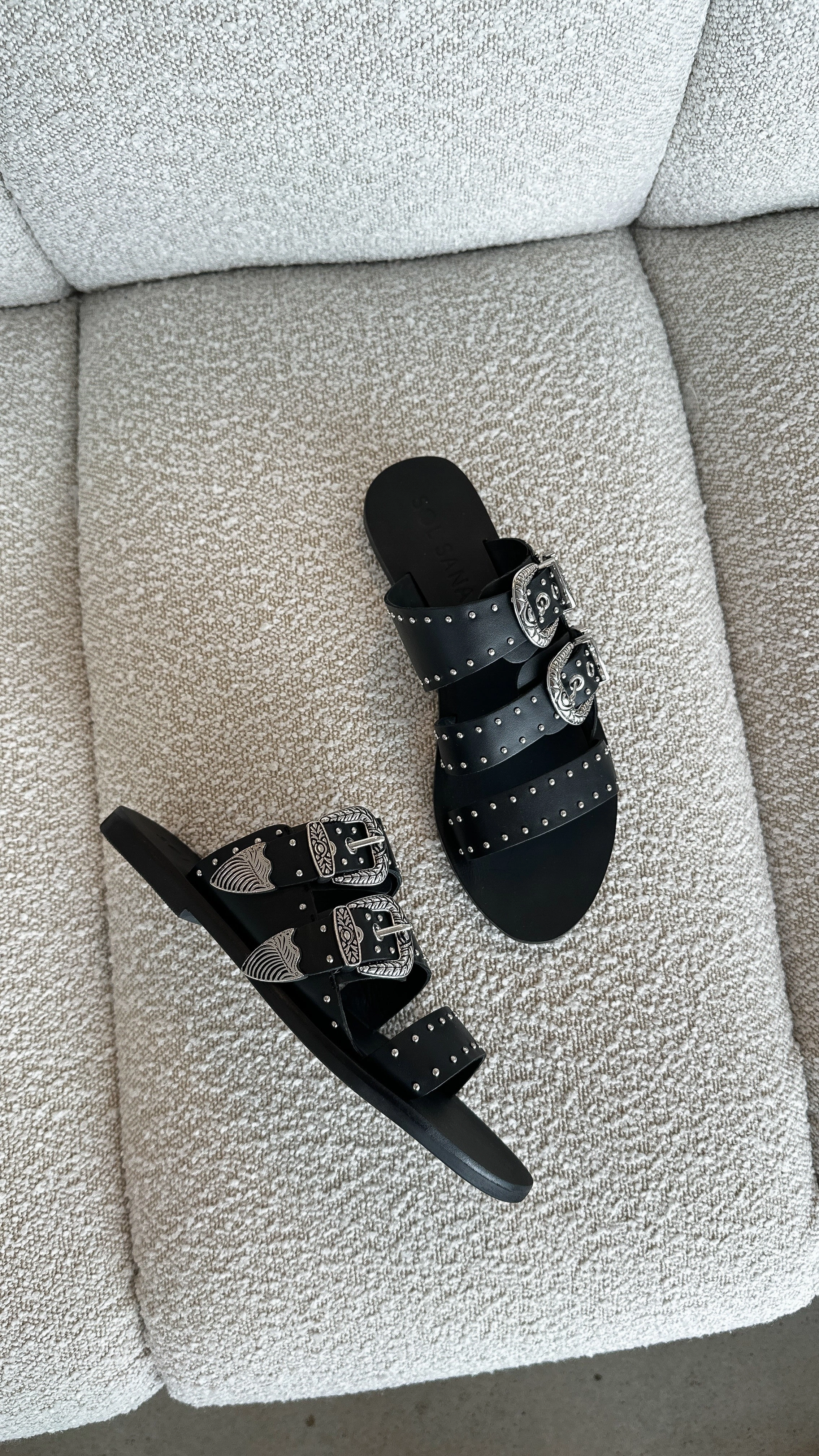 Sol Sana Eastwood Stud Slide - Black / Silver