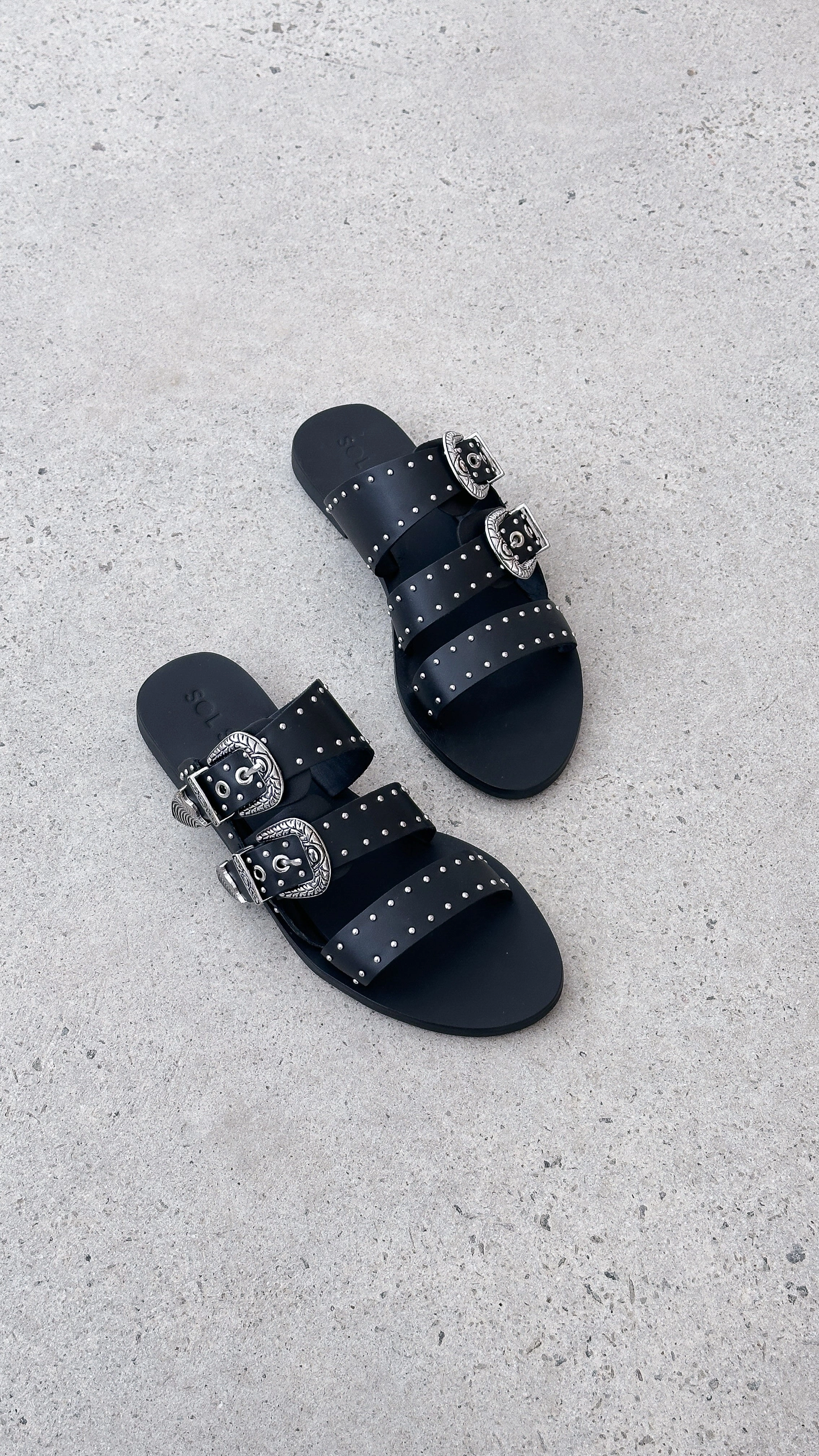 Sol Sana Eastwood Stud Slide - Black / Silver