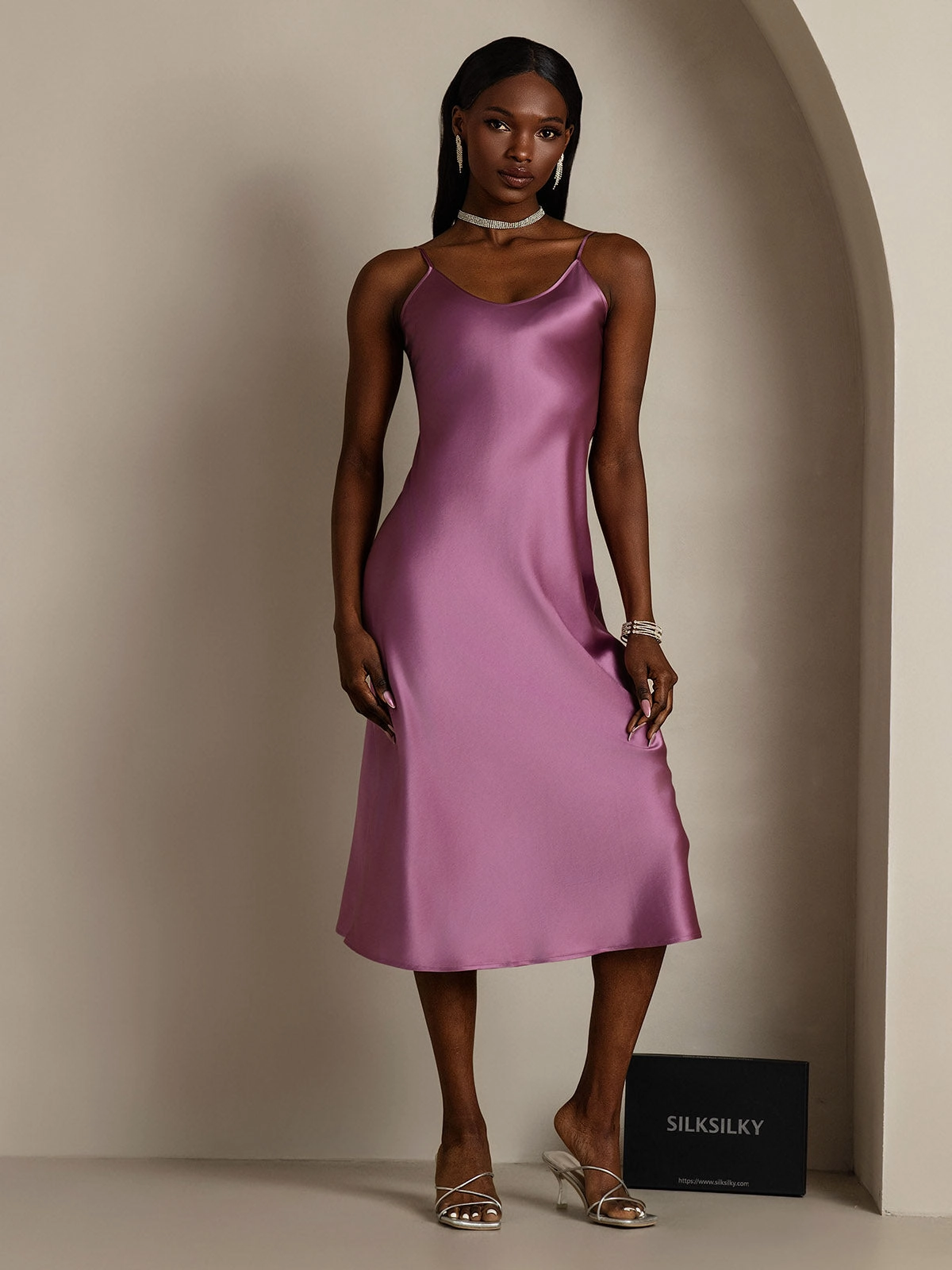 Spaghetti Strap Long Silk Nightgown/Dress