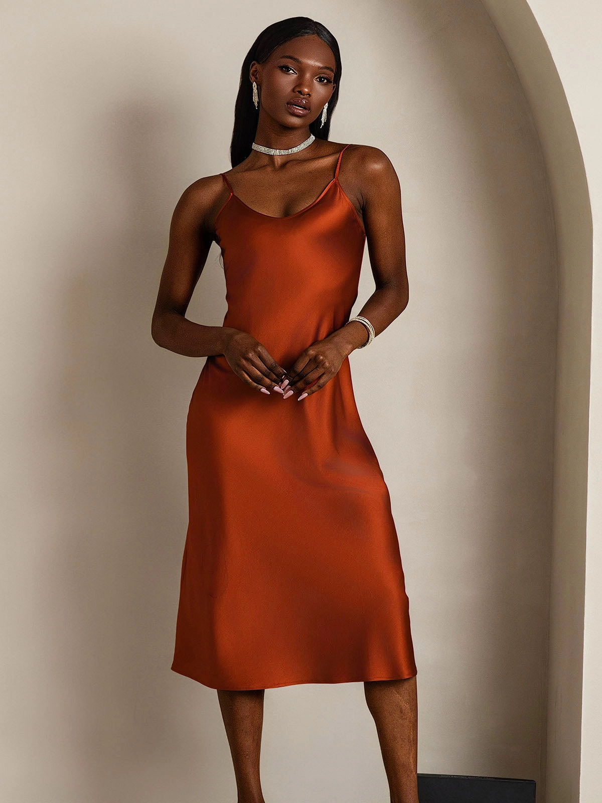 Spaghetti Strap Long Silk Nightgown/Dress
