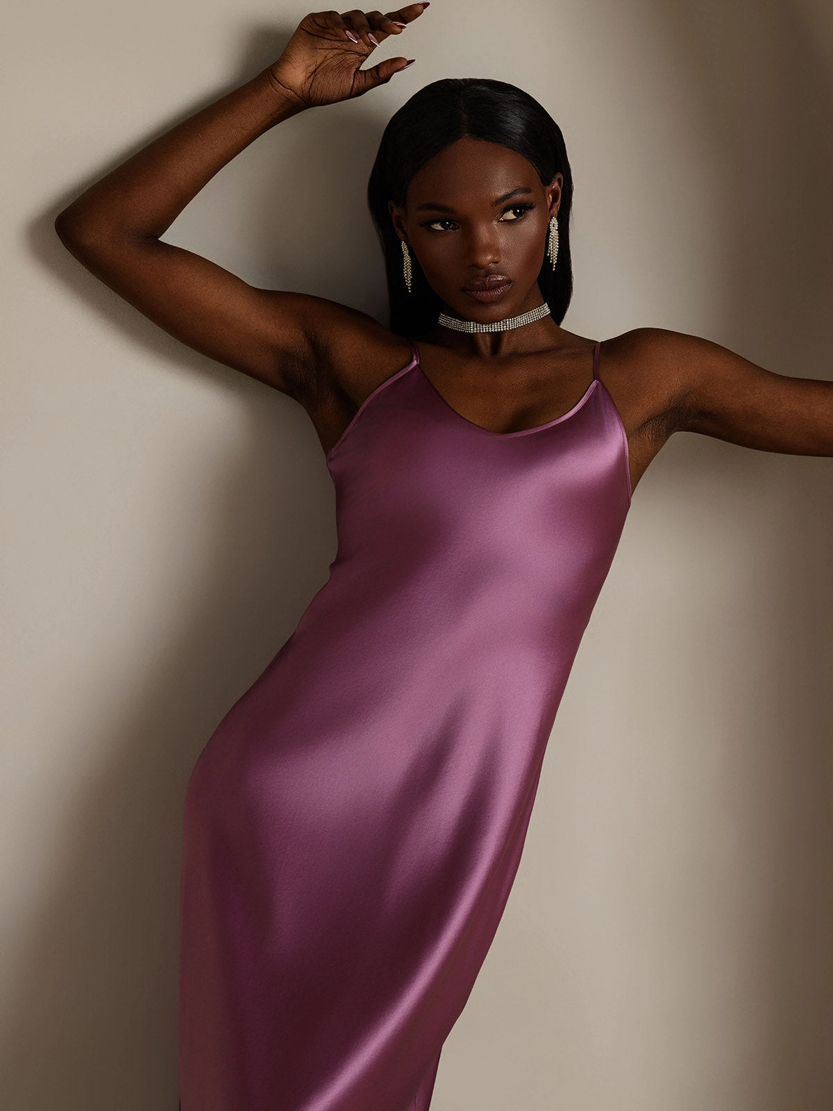 Spaghetti Strap Long Silk Nightgown/Dress