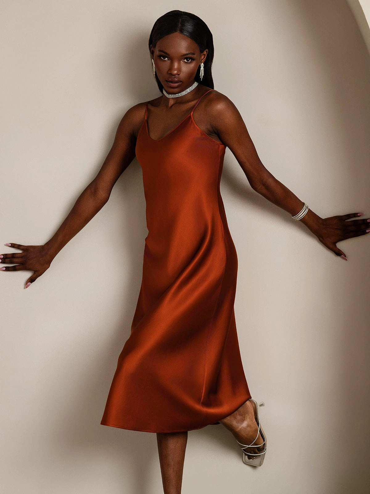 Spaghetti Strap Long Silk Nightgown/Dress