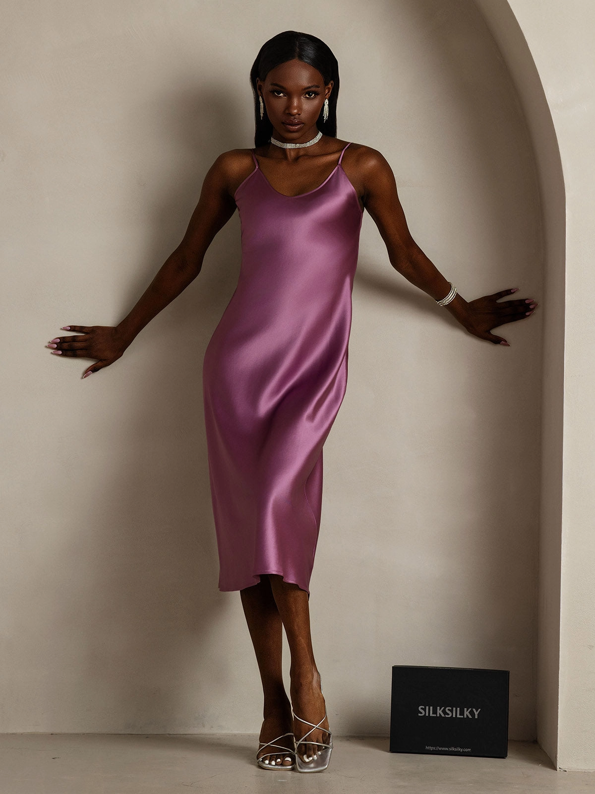 Spaghetti Strap Long Silk Nightgown/Dress