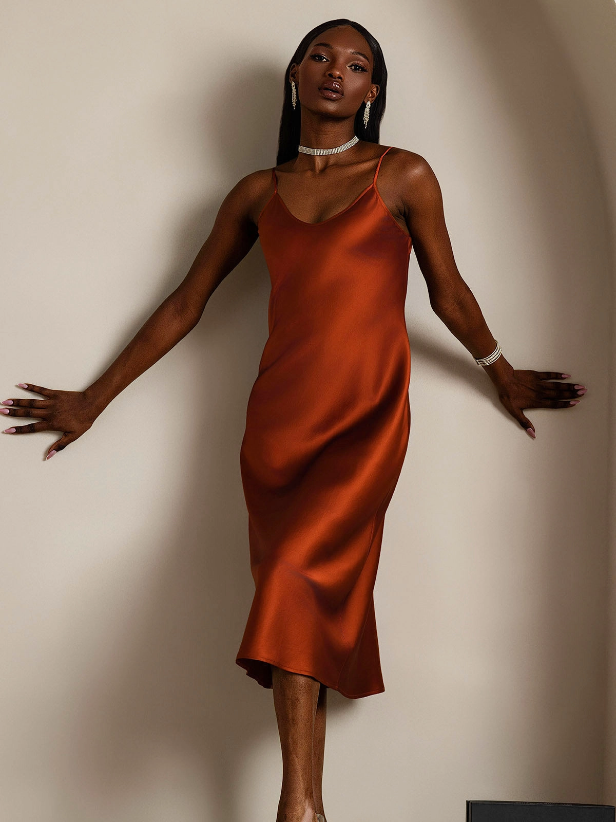 Spaghetti Strap Long Silk Nightgown/Dress