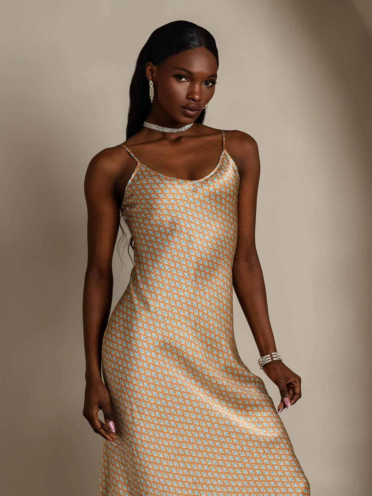 Spaghetti Strap Long Silk Nightgown/Dress
