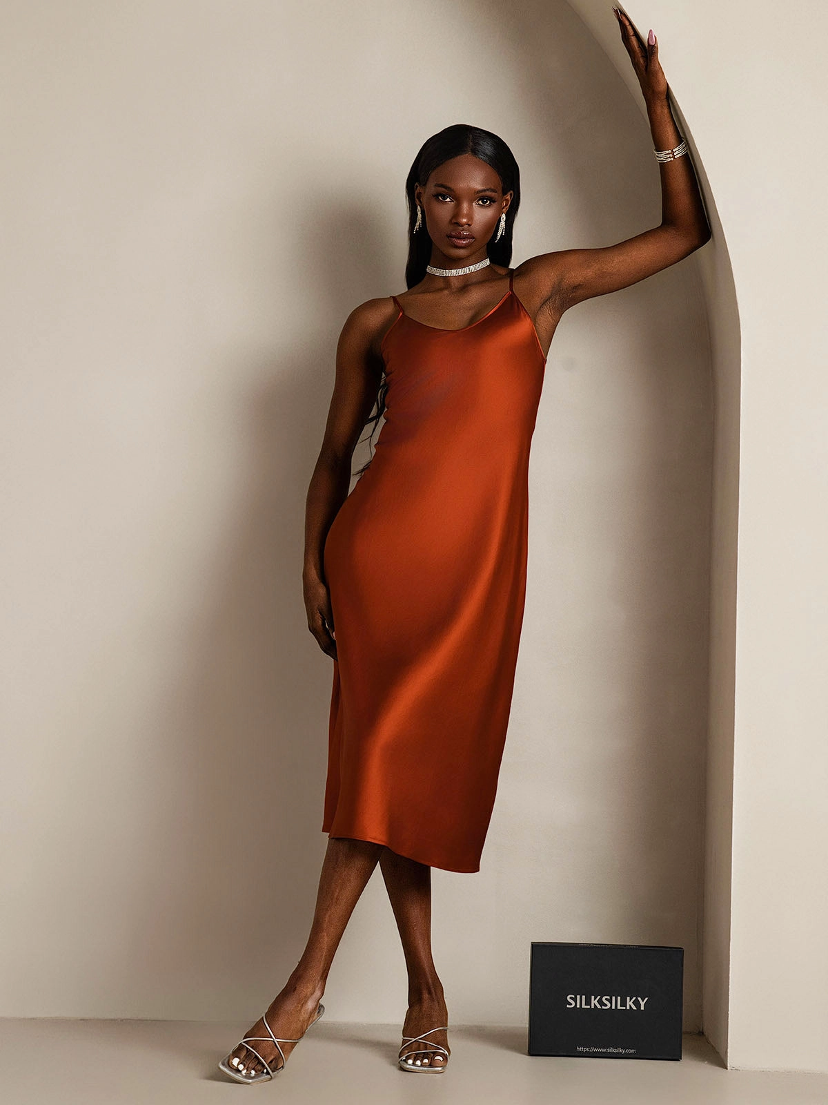 Spaghetti Strap Long Silk Nightgown/Dress