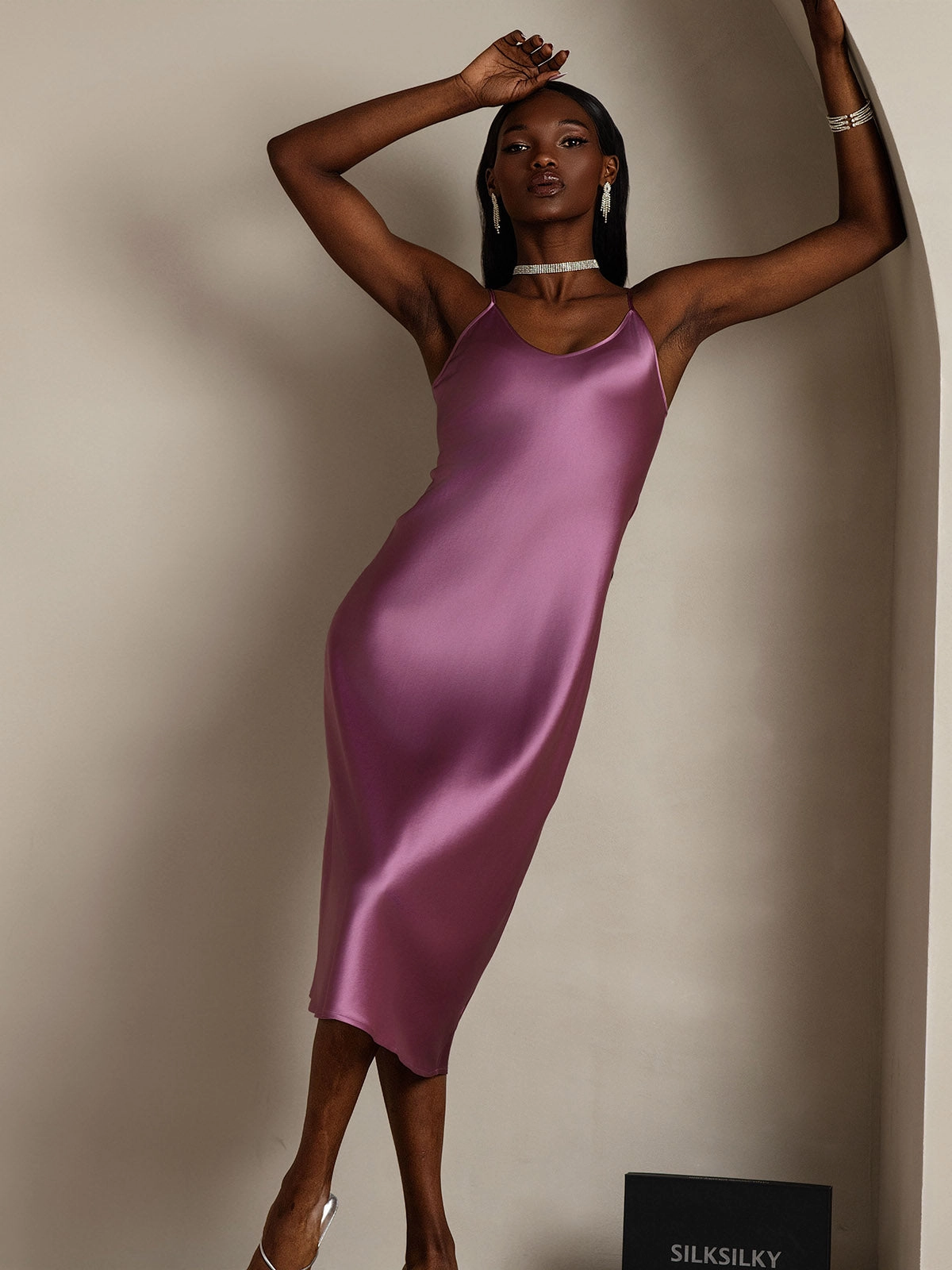 Spaghetti Strap Long Silk Nightgown/Dress