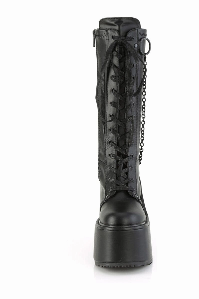 SWING-150 Black Vegan Leather Knee Boot