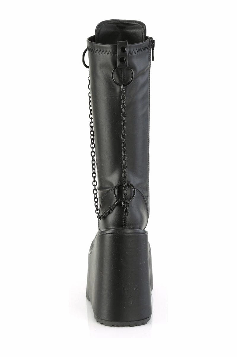 SWING-150 Black Vegan Leather Knee Boot