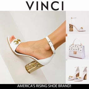 The Avlonya Block Heel White Leather Women Sandal