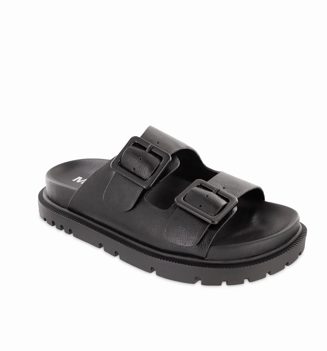 The Gen Black Dual Buckle Sandal | MIA SHOES (