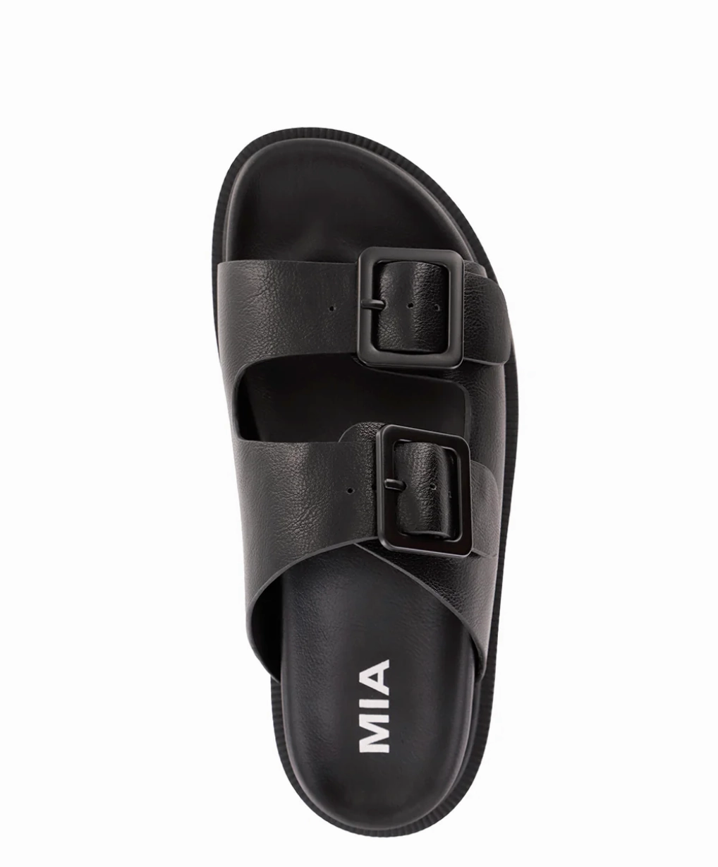The Gen Black Dual Buckle Sandal | MIA SHOES (