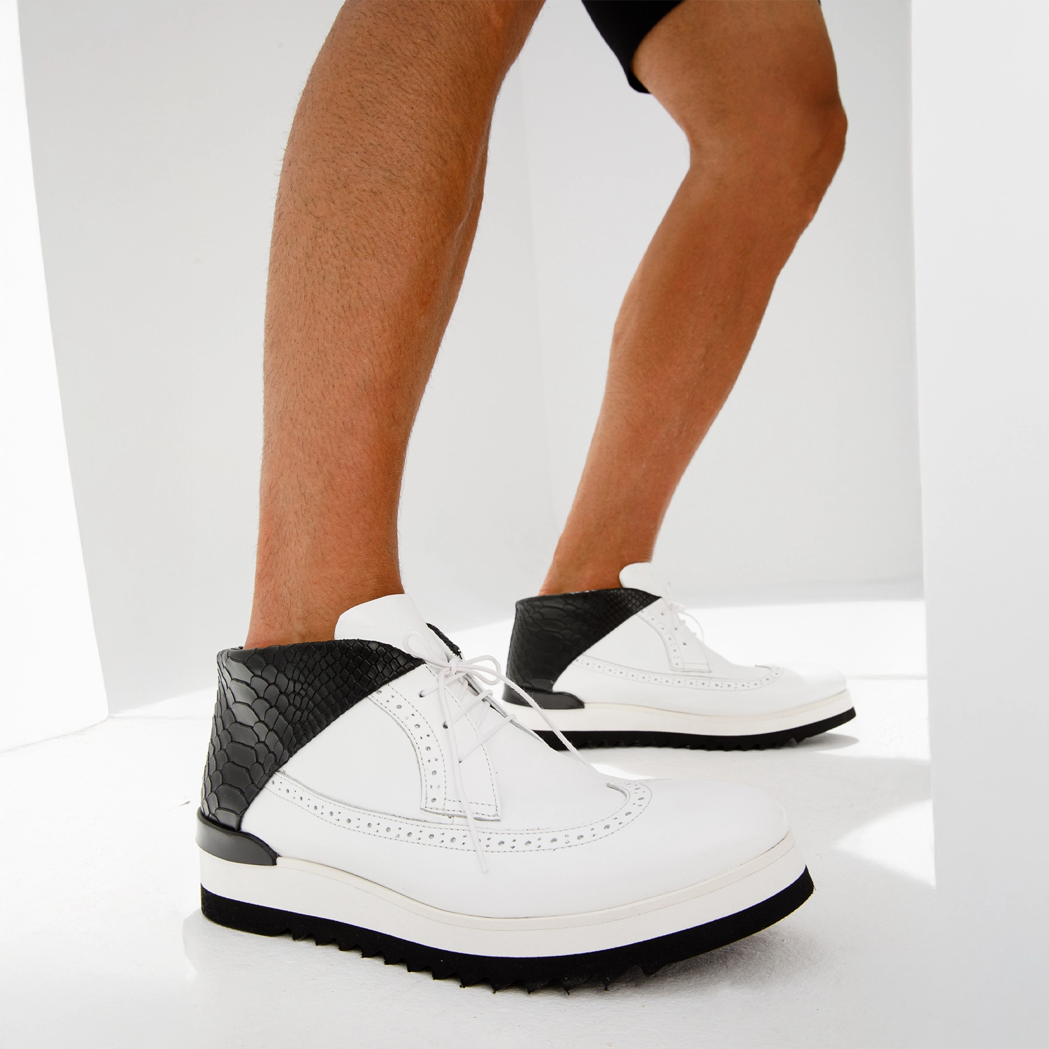 The Kagan White Wingtip Chukka Men Sneaker Boot