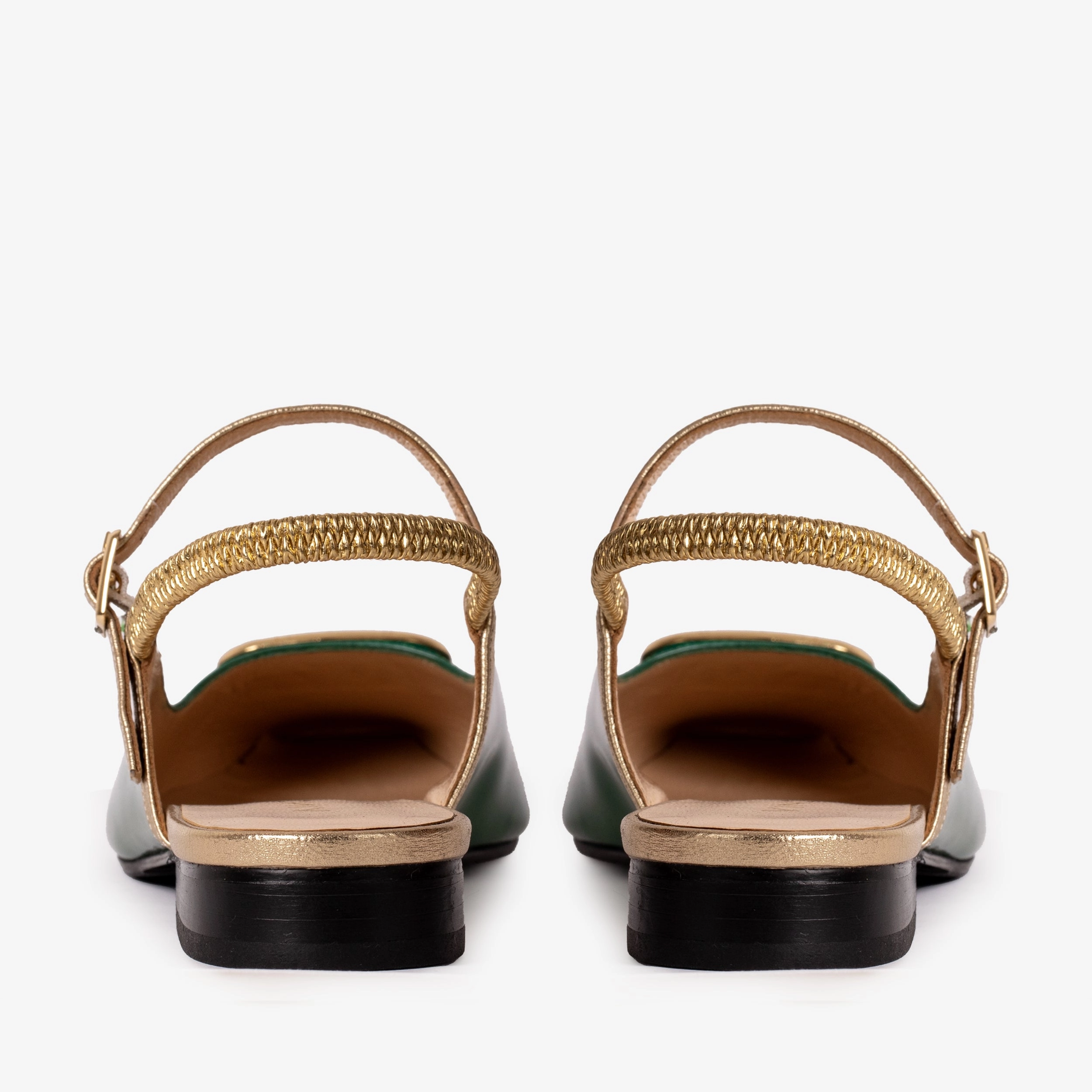 The Rosalinda Green Patent Leather Women Flat Slingback Shoe