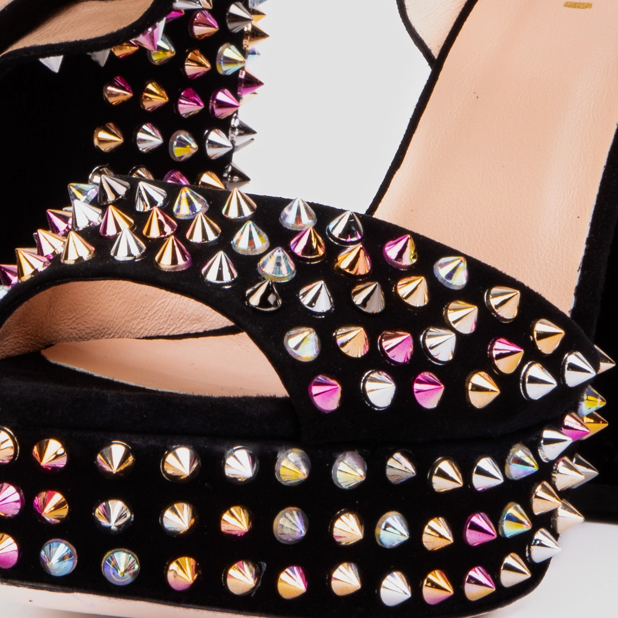 The Tampico Black Suede Leather Spike Platform Heel Sandal