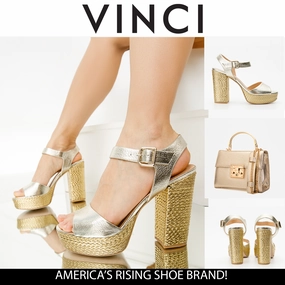 The Tampico Platform Heel Gold Leather Women Sandal