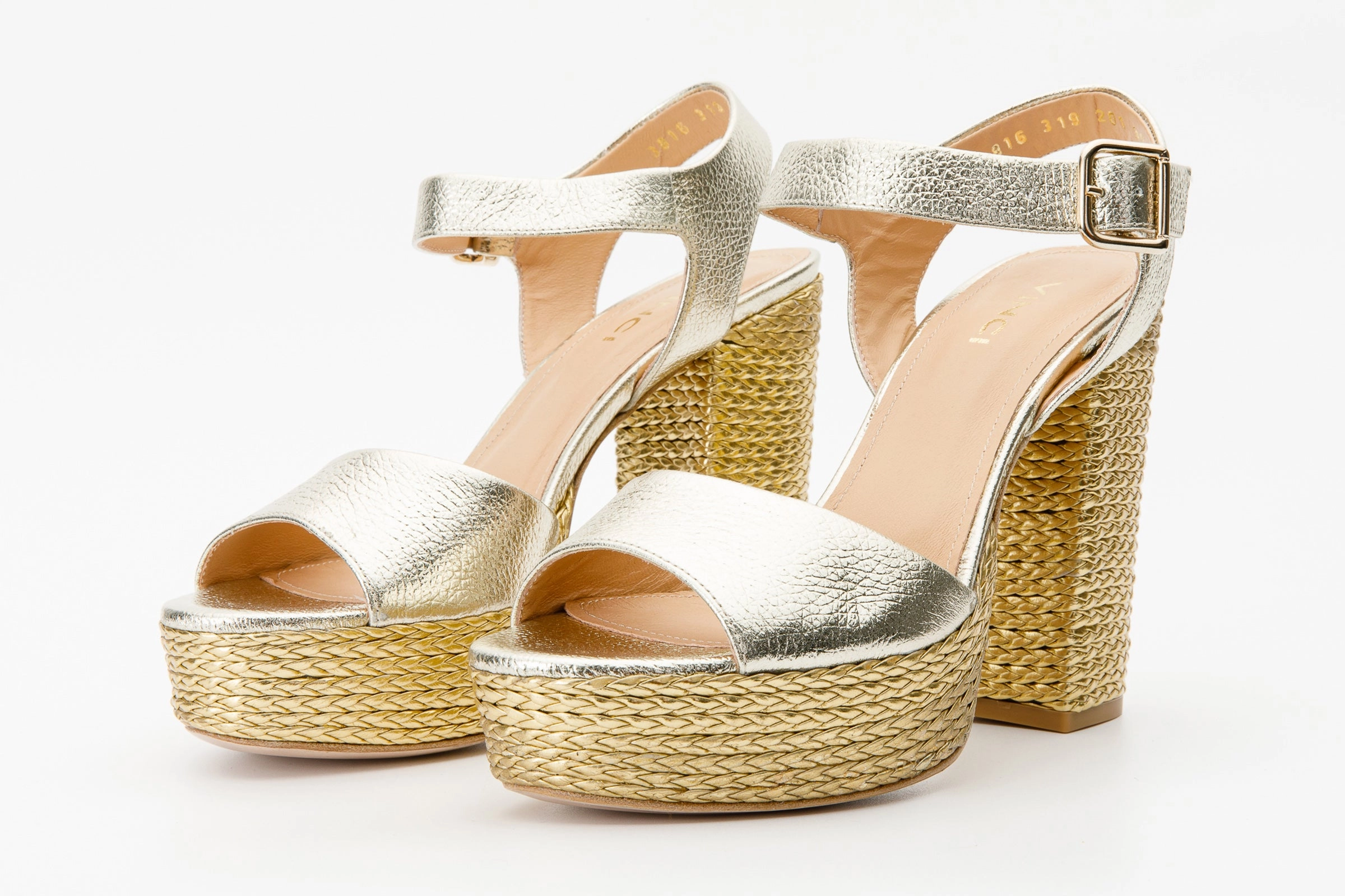 The Tampico Platform Heel Gold Leather Women Sandal