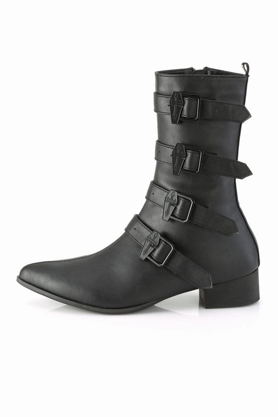 WARLOCK-110-C Black Vegan Leather Knee Boot