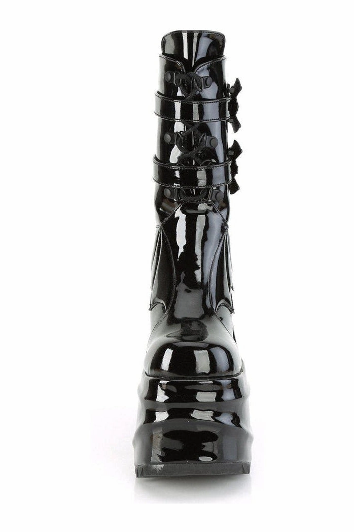 WAVE-150 Knee Boot | Black Patent