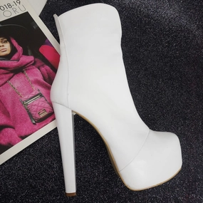White Hidden Platform High Heel Boots