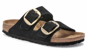 Womens Birkenstock Arizona Big Buckle Nubuck Leather Sandals "Black"
