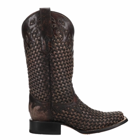 Woven Square Toe Cowboy Boots