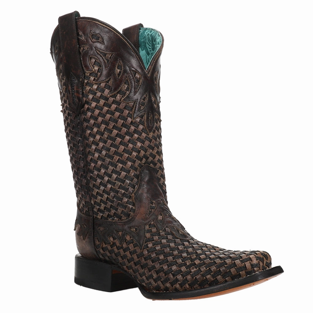 Woven Square Toe Cowboy Boots